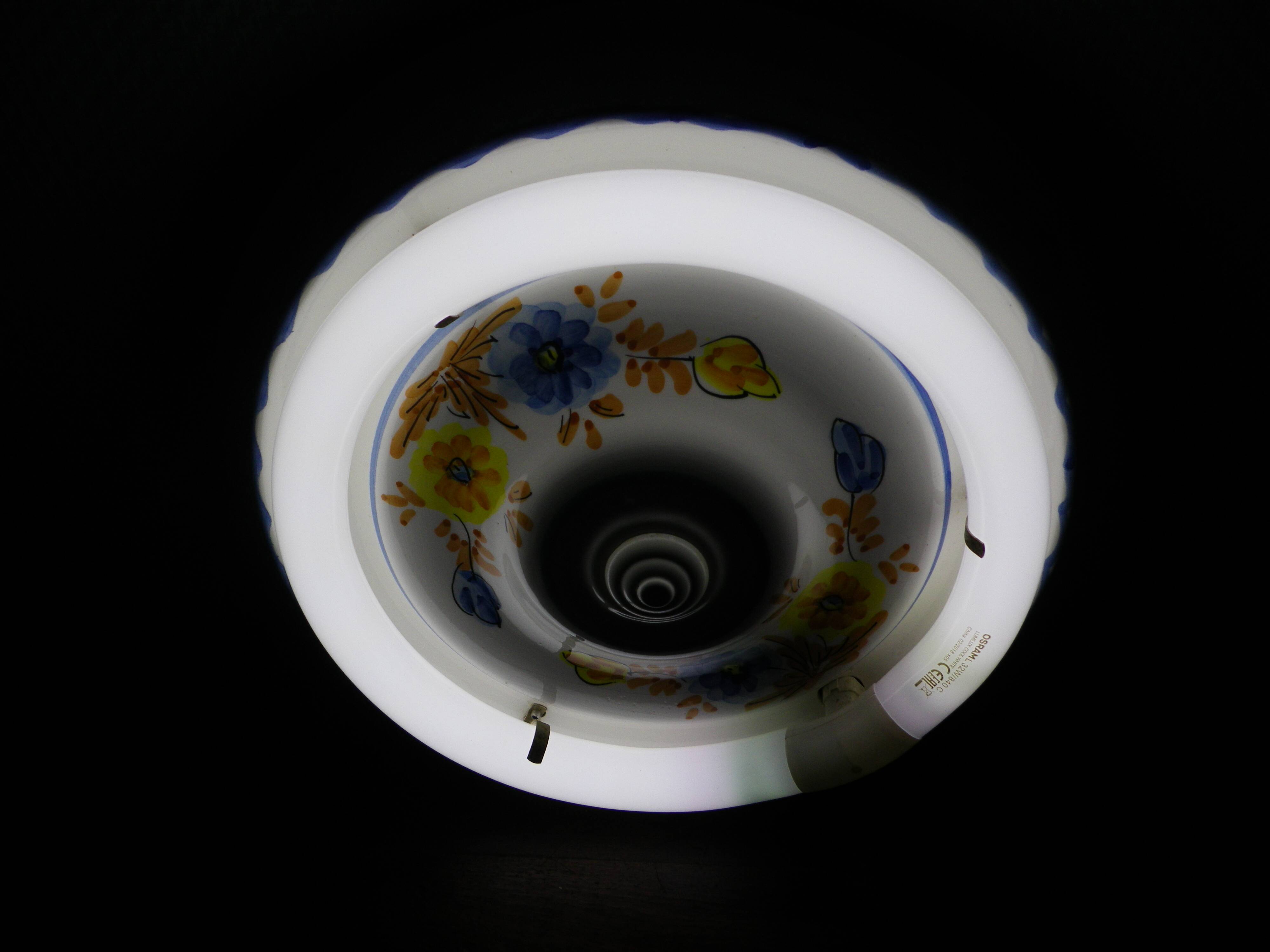 Round hand-painted ceramic ceiling light