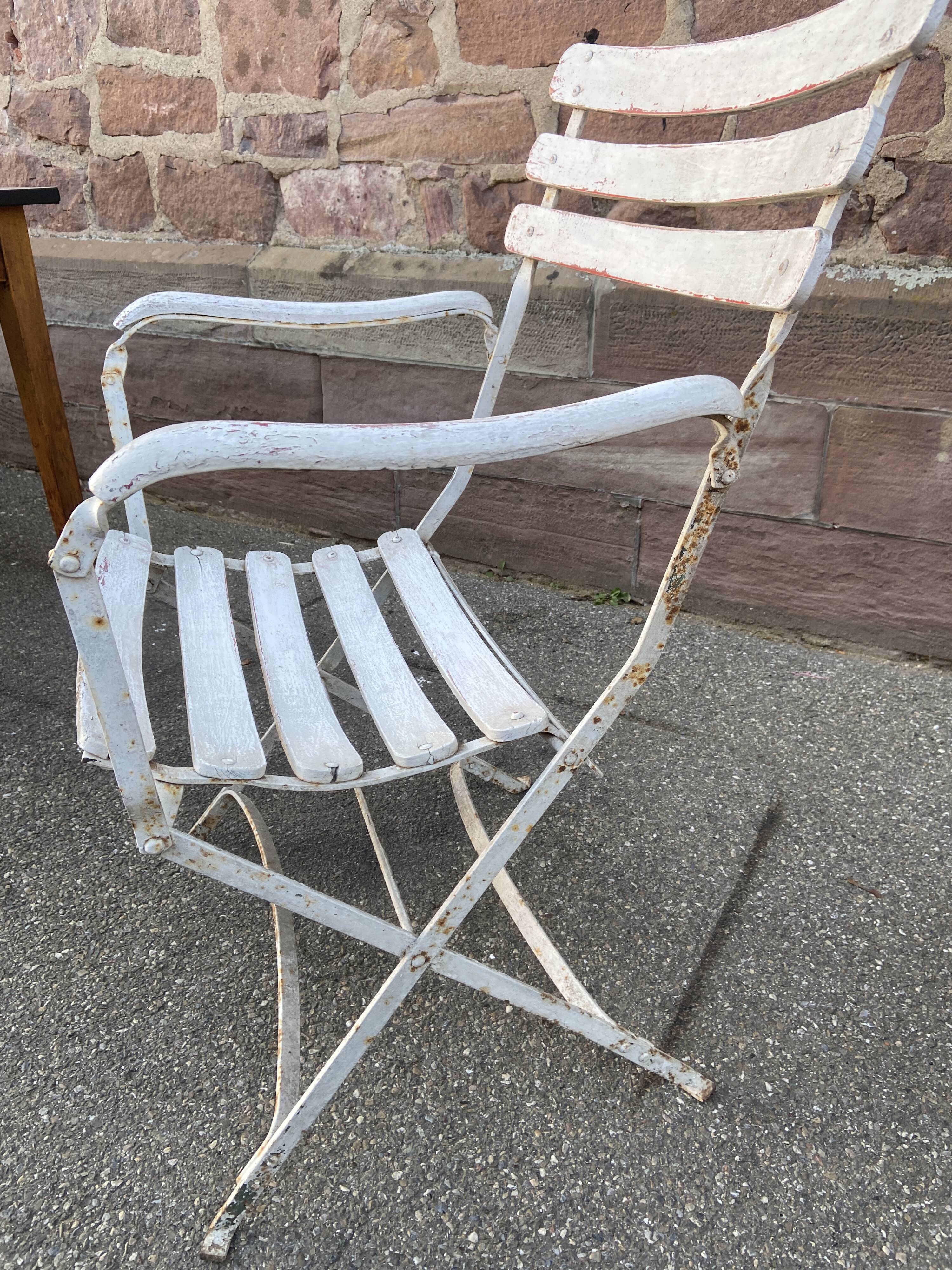Paire de fauteuils chaises de jardin fer forgé vintage