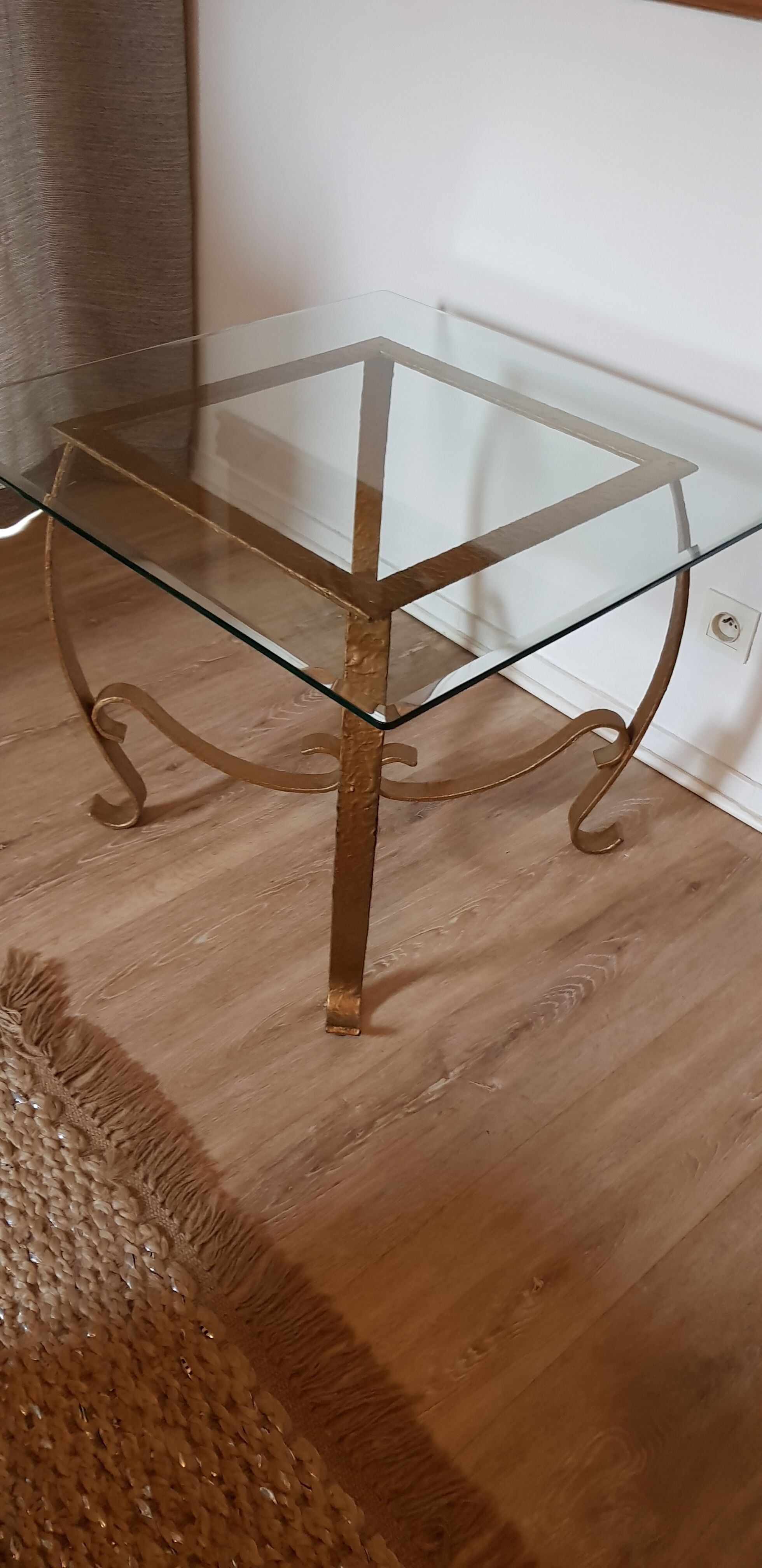 Gold iron and glass coffee table