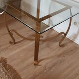 Gold iron and glass coffee table