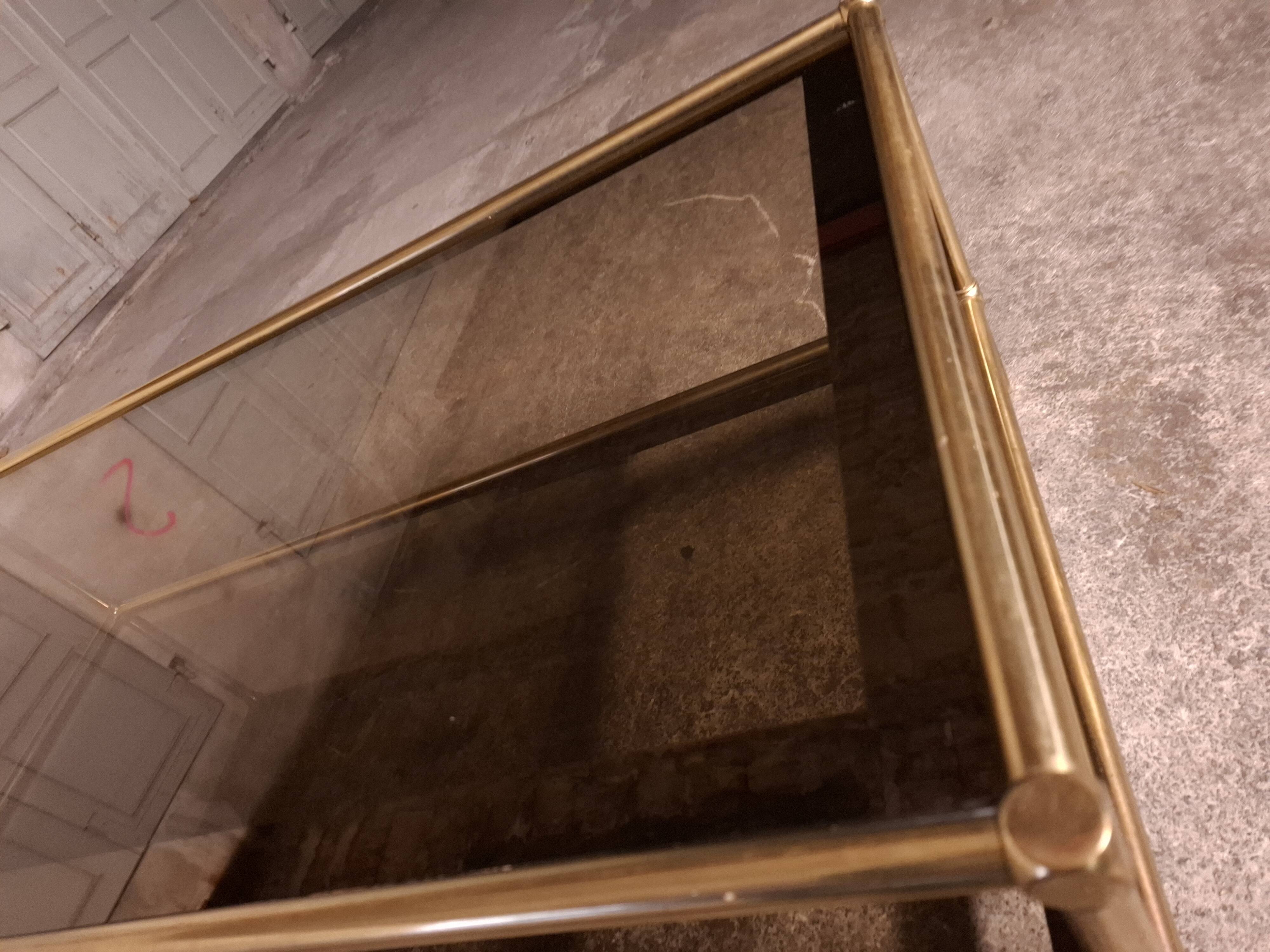 Vintage 80's brass coffee table, glass tops