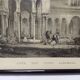 Antique engraving, Court of the Lions, Alhambra, Granada, Spain