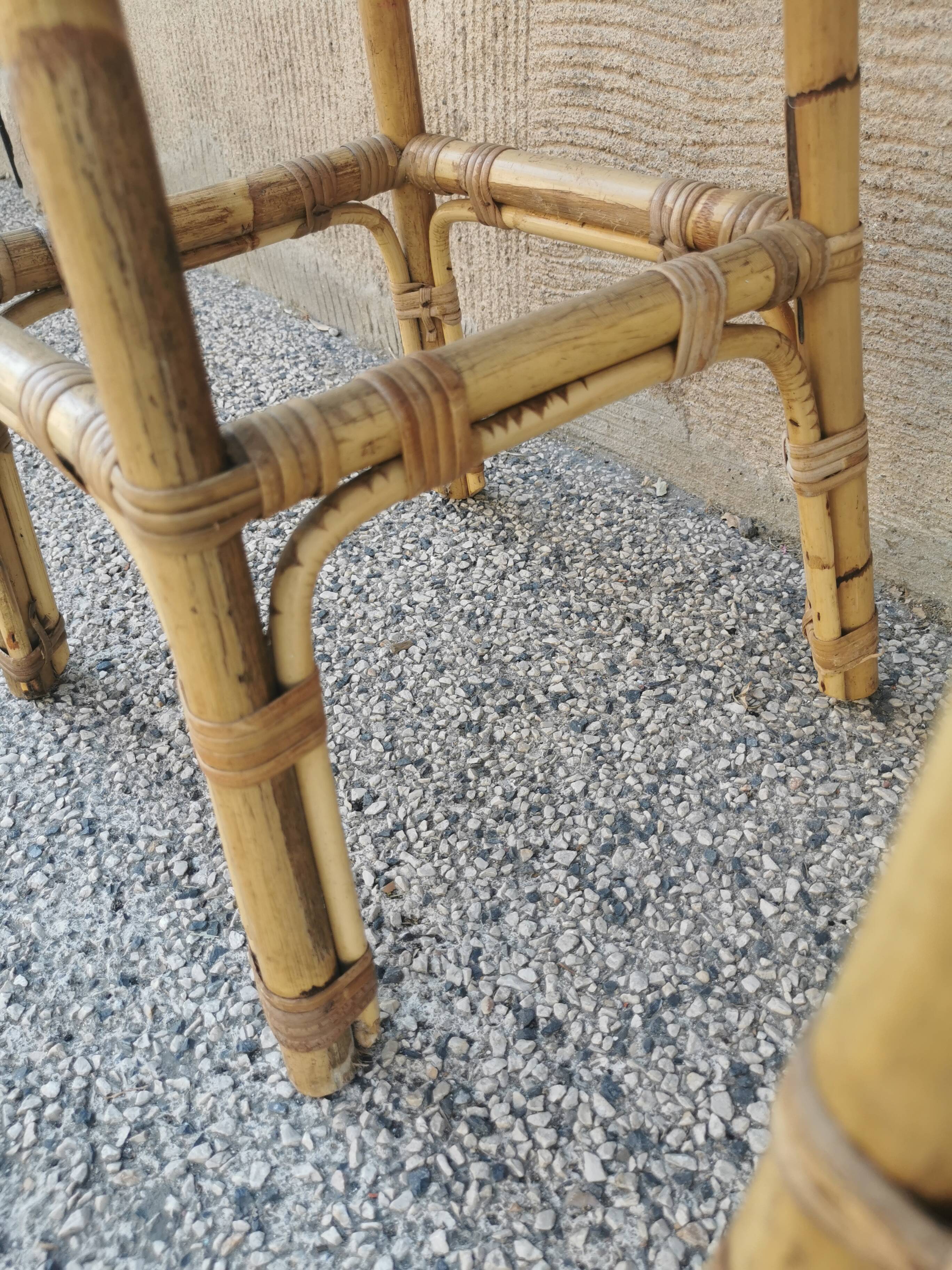 Pair of vintage bamboo stools from the 70s