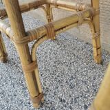 Pair of vintage bamboo stools from the 70s