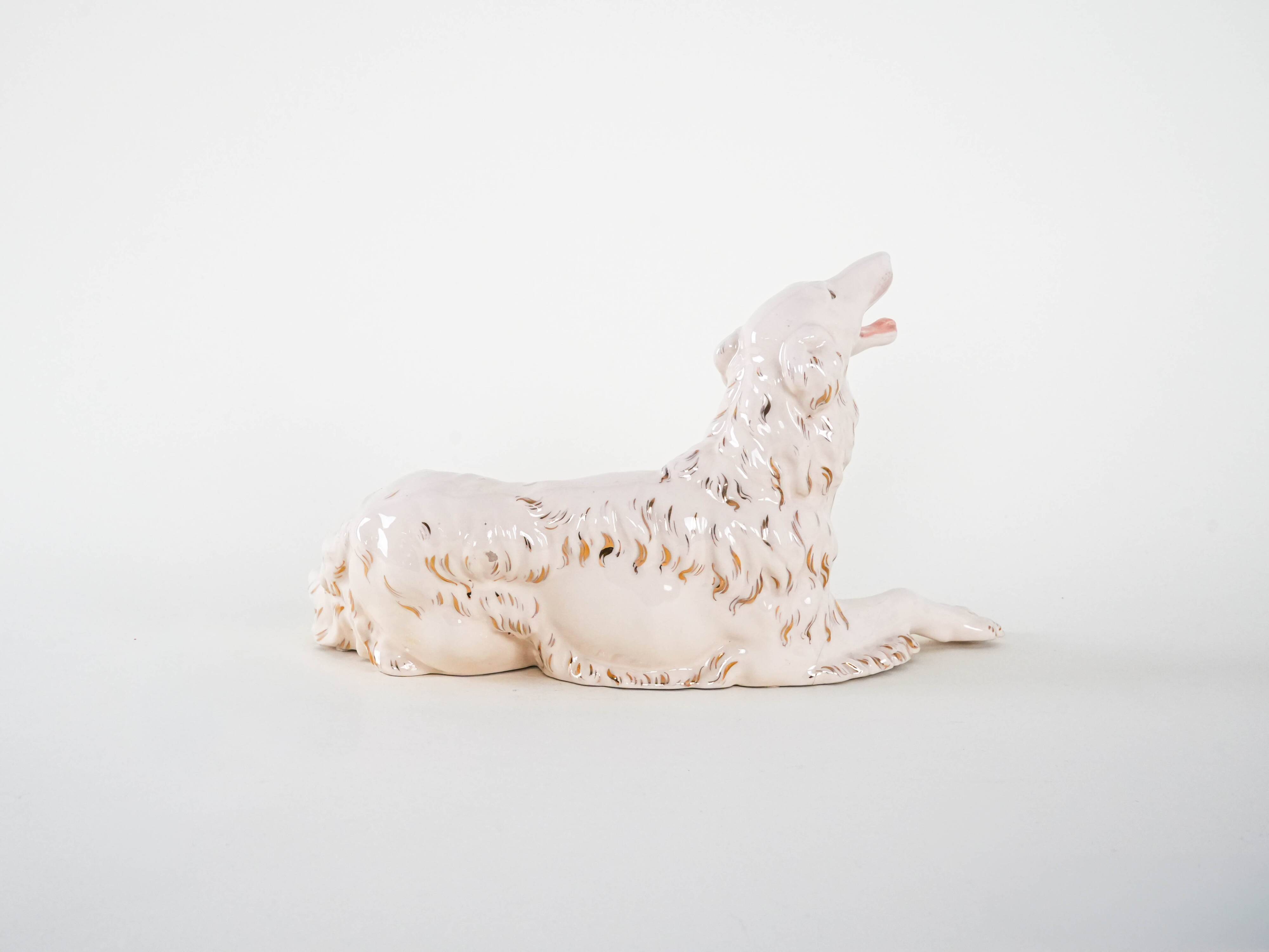 Porcelain figurine of a Borzoi dog, 1960s, made in Europe