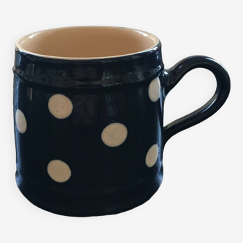 Blue mug with white polka dots