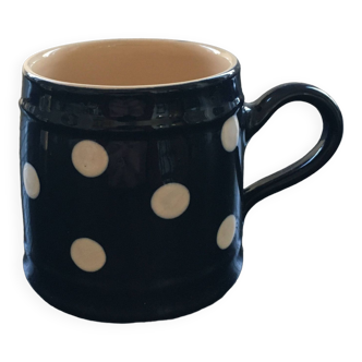 Blue mug with white polka dots