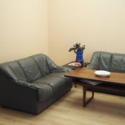 Italian leather sofa, two-seater, 1970s design