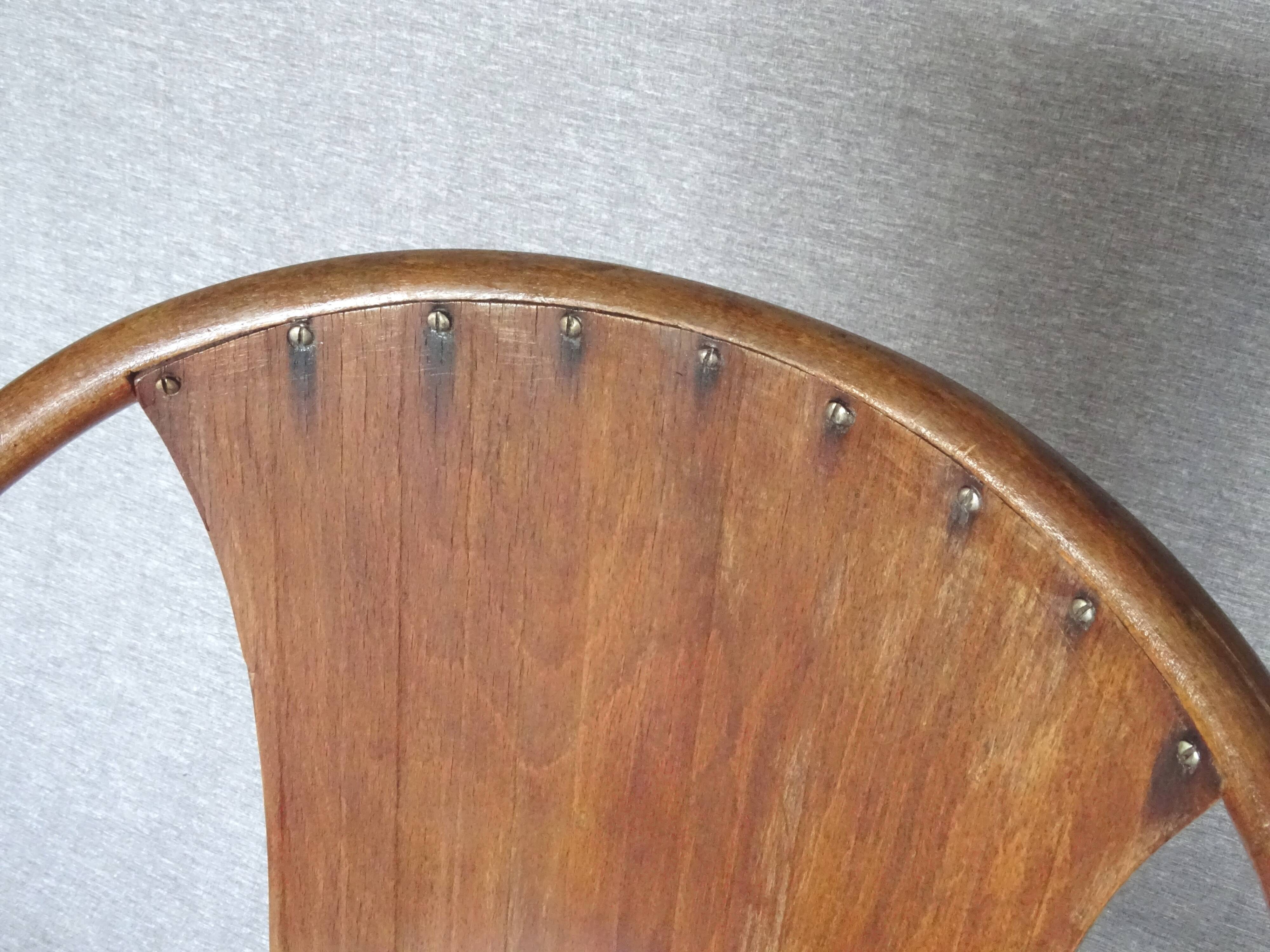 Armchair by Kohn N°143 around 1905 seat wood lamée