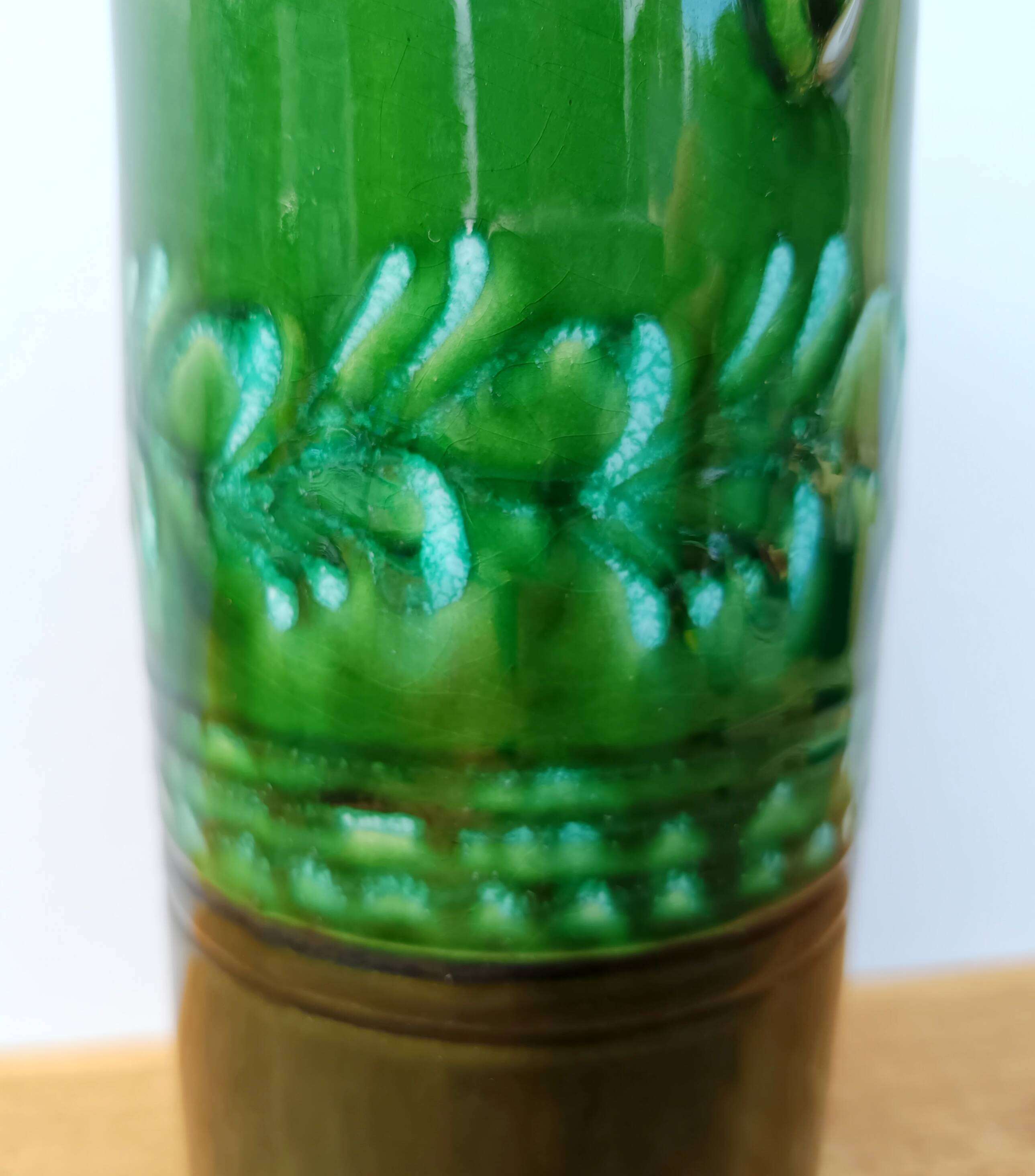 Bottle, vintage soliflore in enamelled terracotta