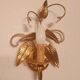 Shabby Wandlampe vergoldet Blattgold Kristallelemente Hollywood Regency 70s