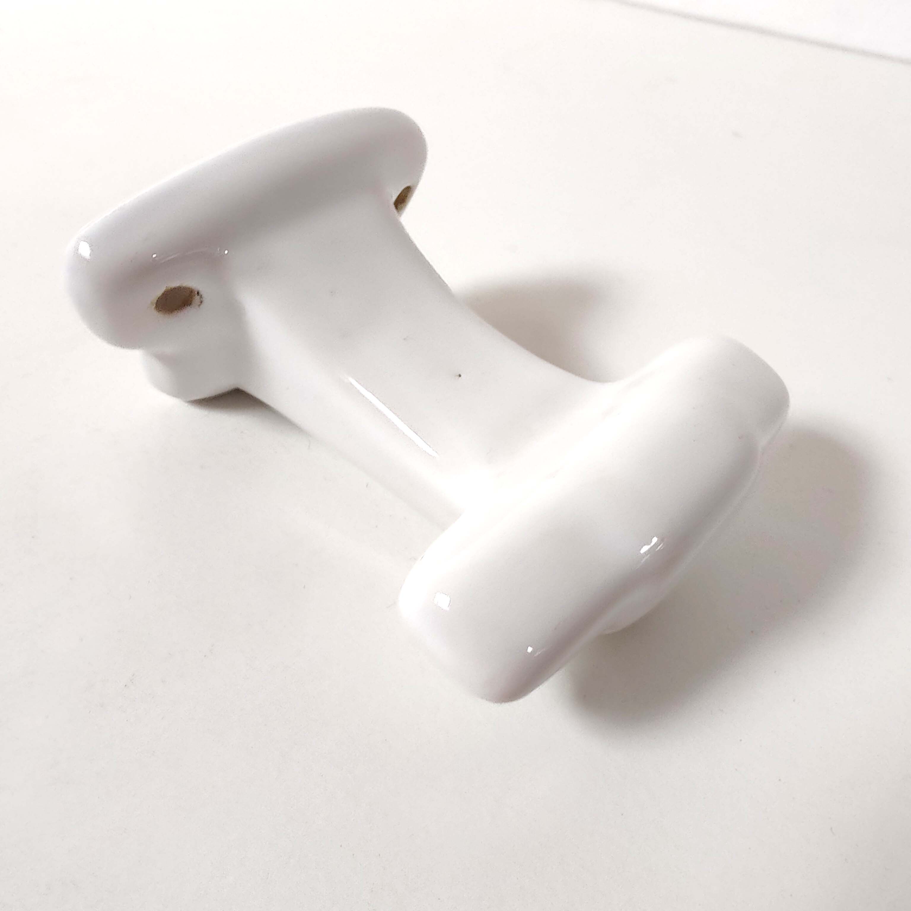 Coat rack hook in white art deco porcelain