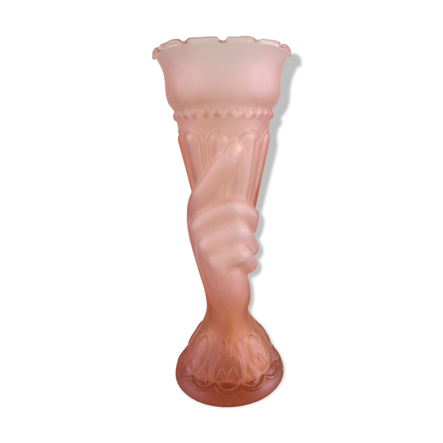 Art Deco pink hand vase