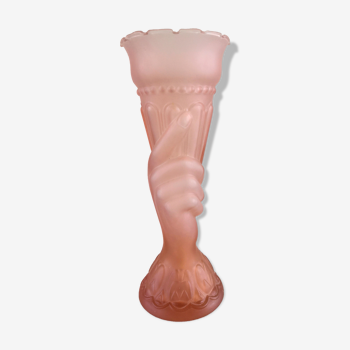 Vase main rose art déco