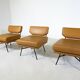 Mid-Century Modern 'Elettra' Set of 3 Armchairs by Stdio BBPR for Arflex, Leather and Iron, 1950s