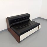 Vintage sofa bed bench with integrated lighting, Italian design Beka Tortuga, in skai, fiber