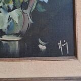 Oil on canvas bouquet of flowers signed Jean Monnier