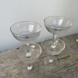 4 champagne coupes in bubbled blown glass, circa 1900