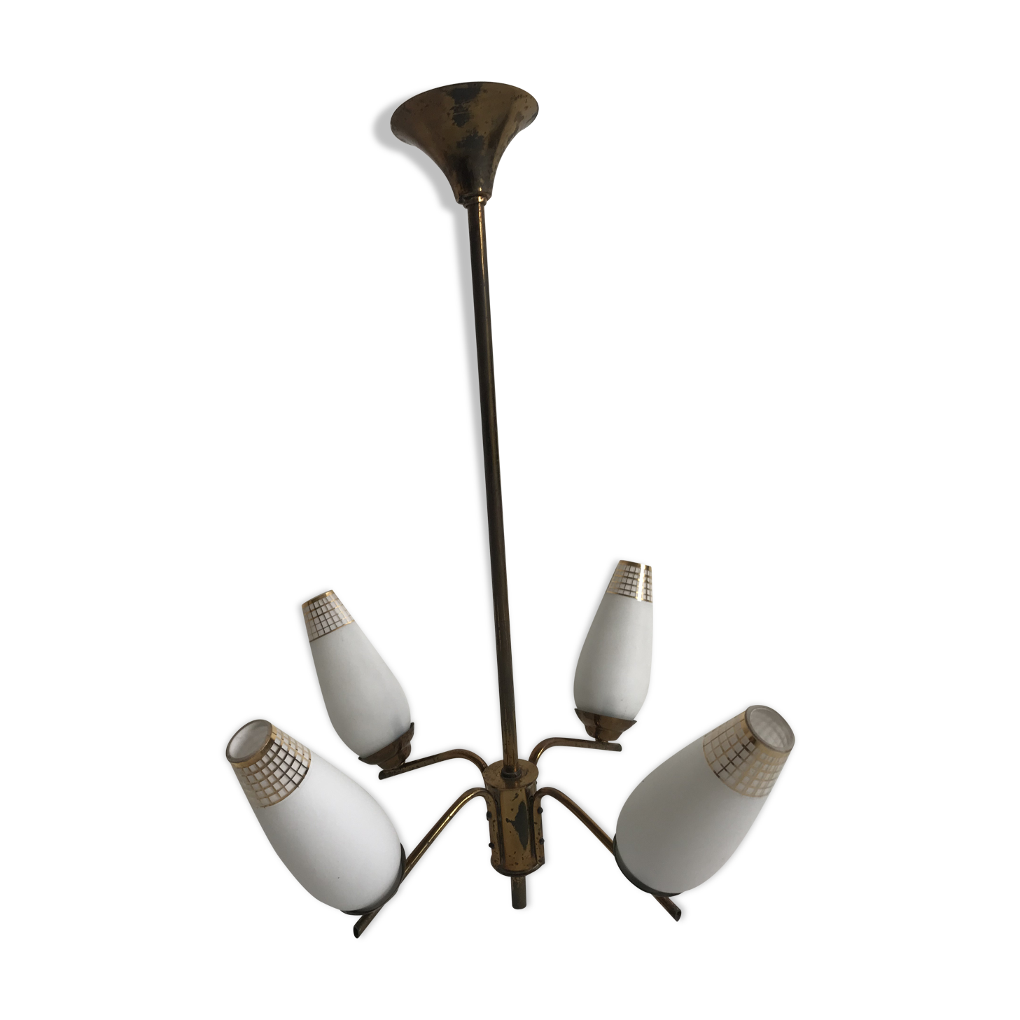 Glass and gilded brass chandelier