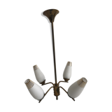 Glass and gilded brass chandelier