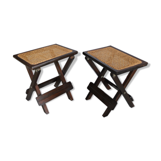 Pair of vintage canne stools