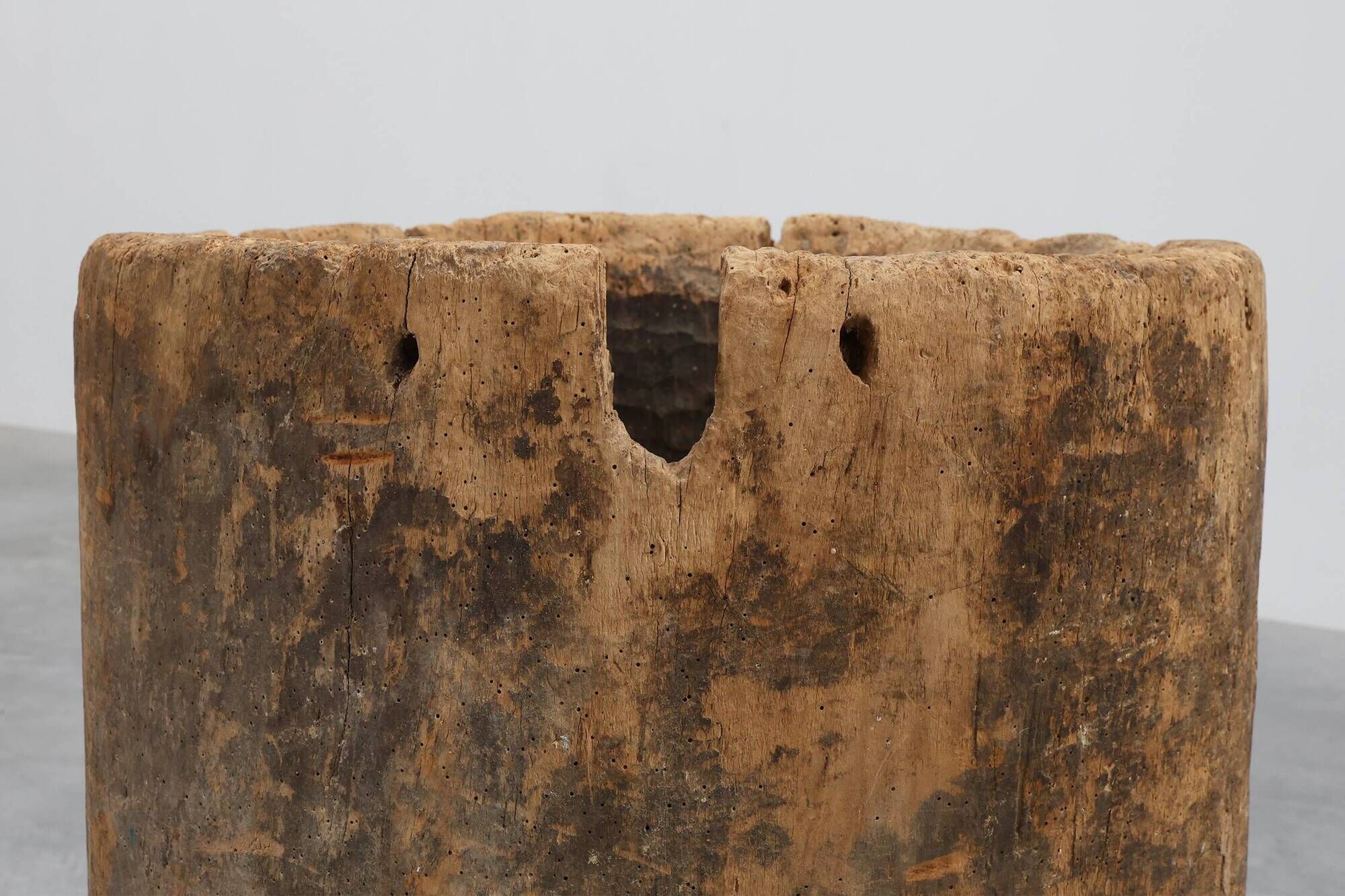 19th Century French Primitive Hollowed Oak Tree Trunk Planter