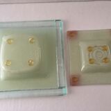 Ashtray & pocket trays melted glass from murano "albatross" venezia italy