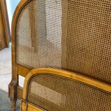Solid oak and rattan headboard