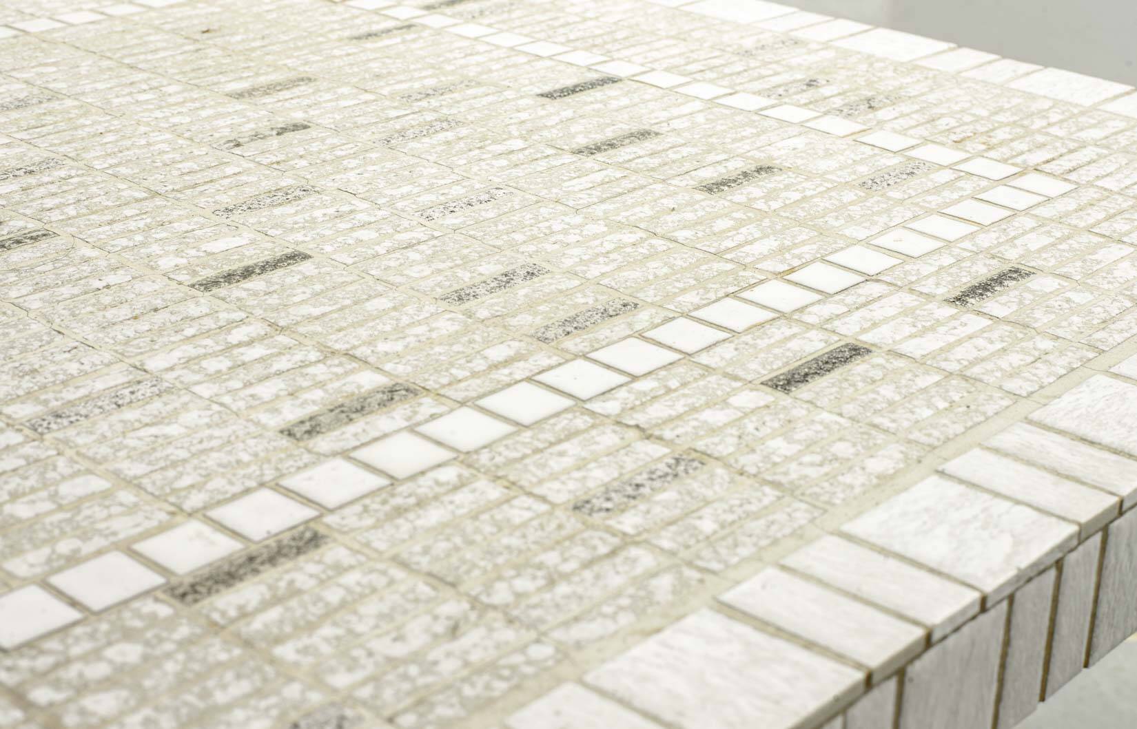 Large Denisco Style Vintage Design Ceramic Tiles Coffee Table + Chrome Base