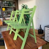 3 wooden folding chairs