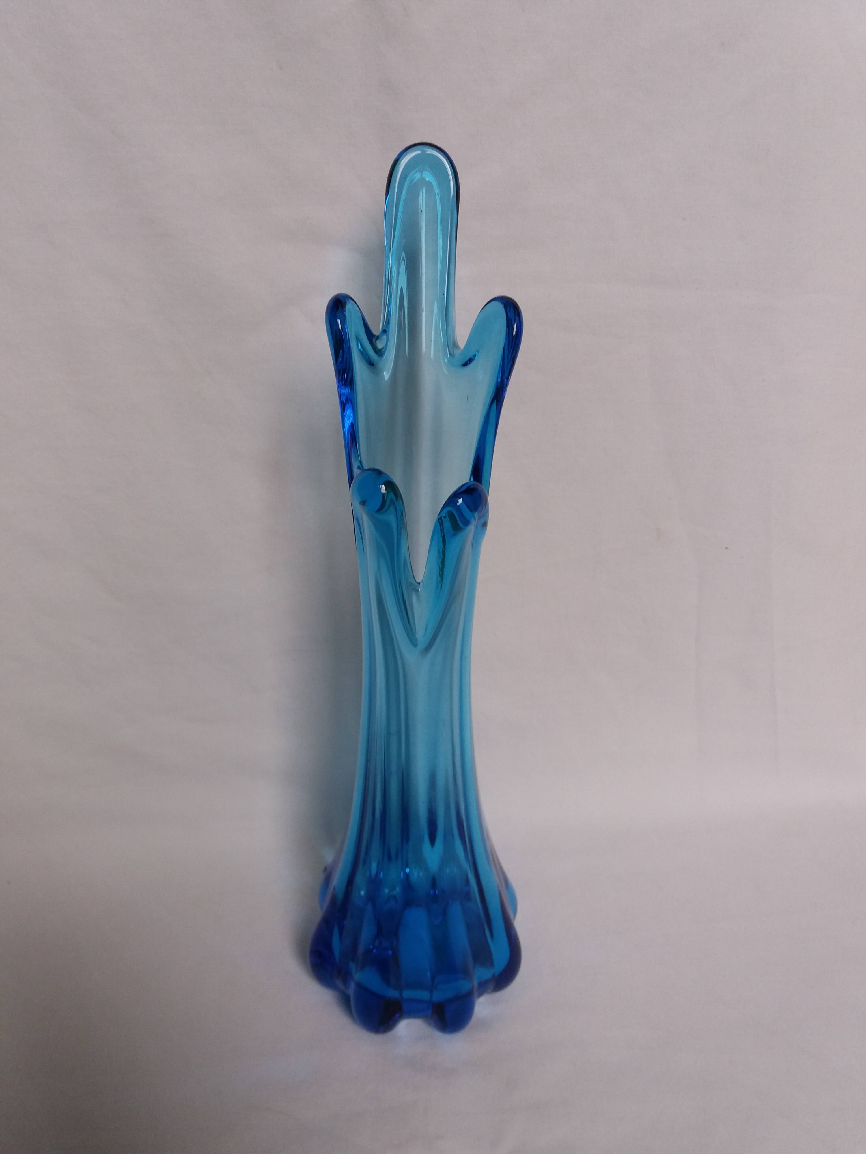 Turquoise blue blown glass vase