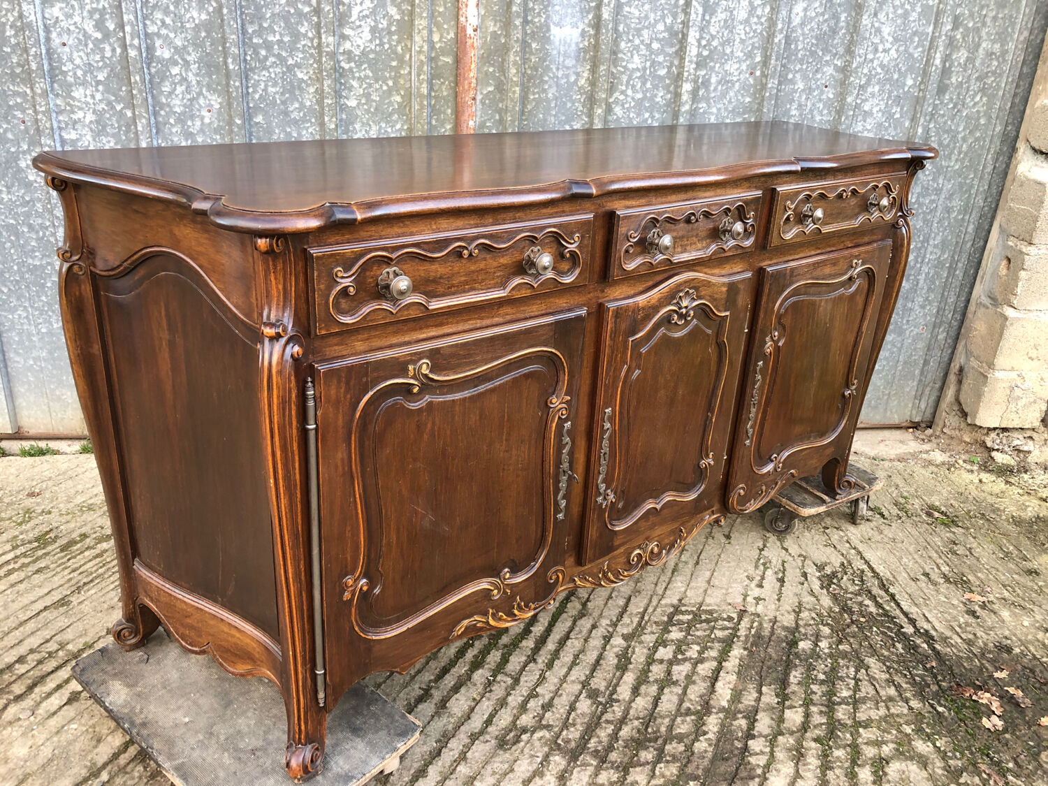 Louis XV style sideboard in solid walnut