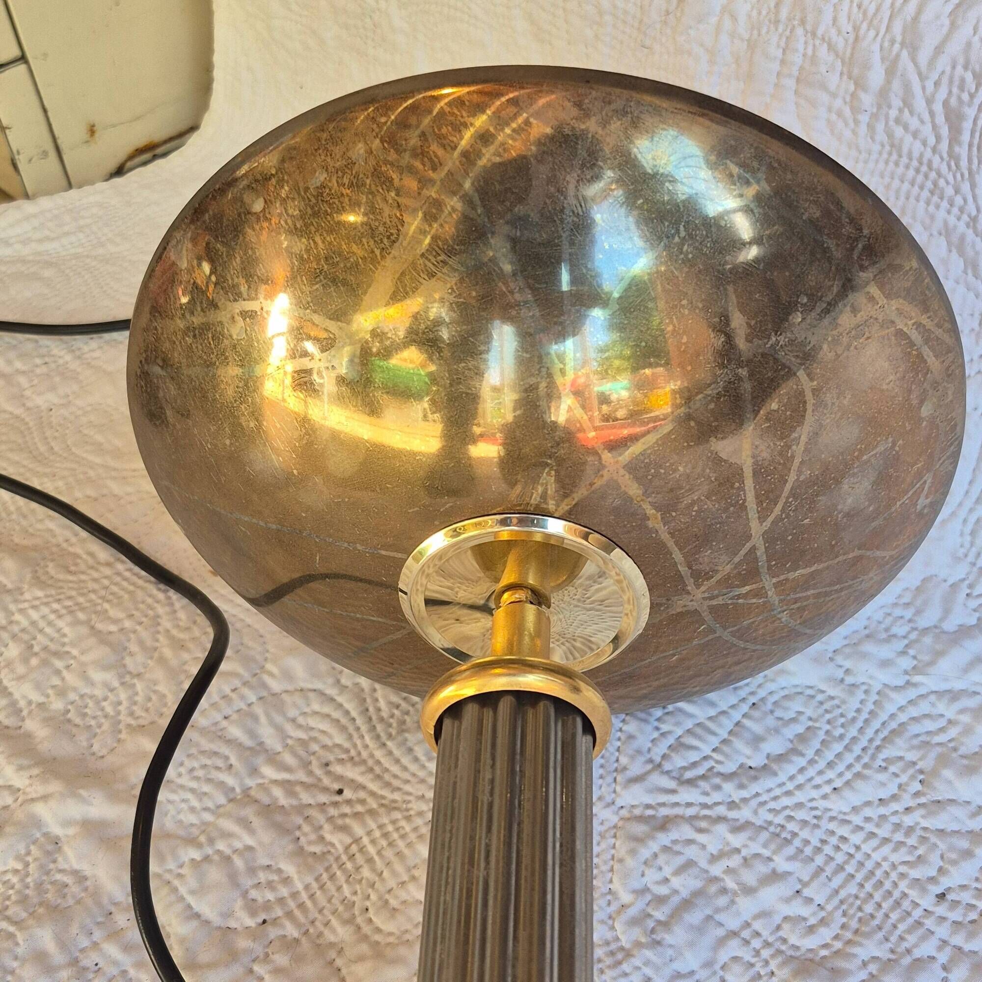 Rhoum JRL table lamp in gold and silver metal – Fluted column, made in France