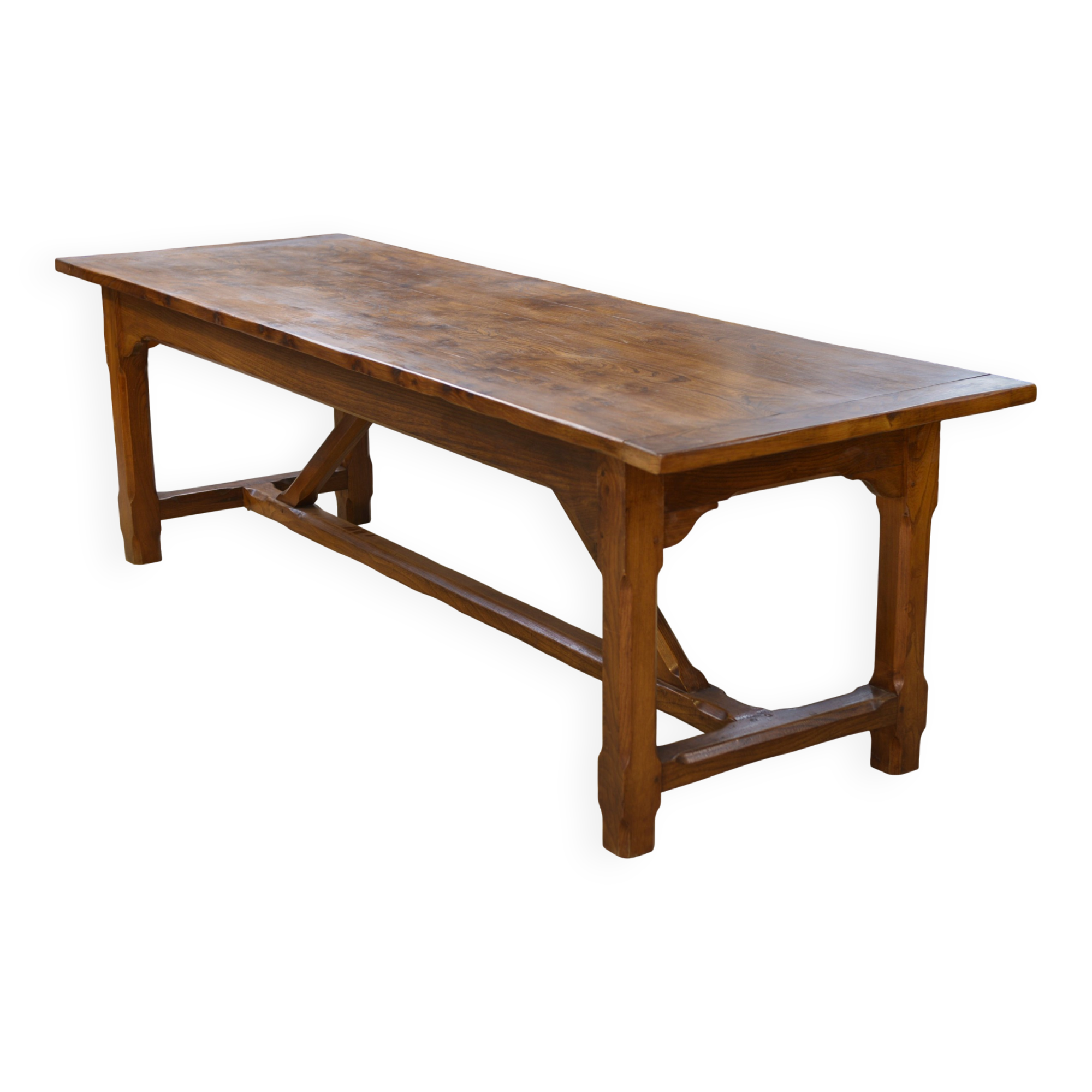 Grande table de ferme en orme massif 1950’s