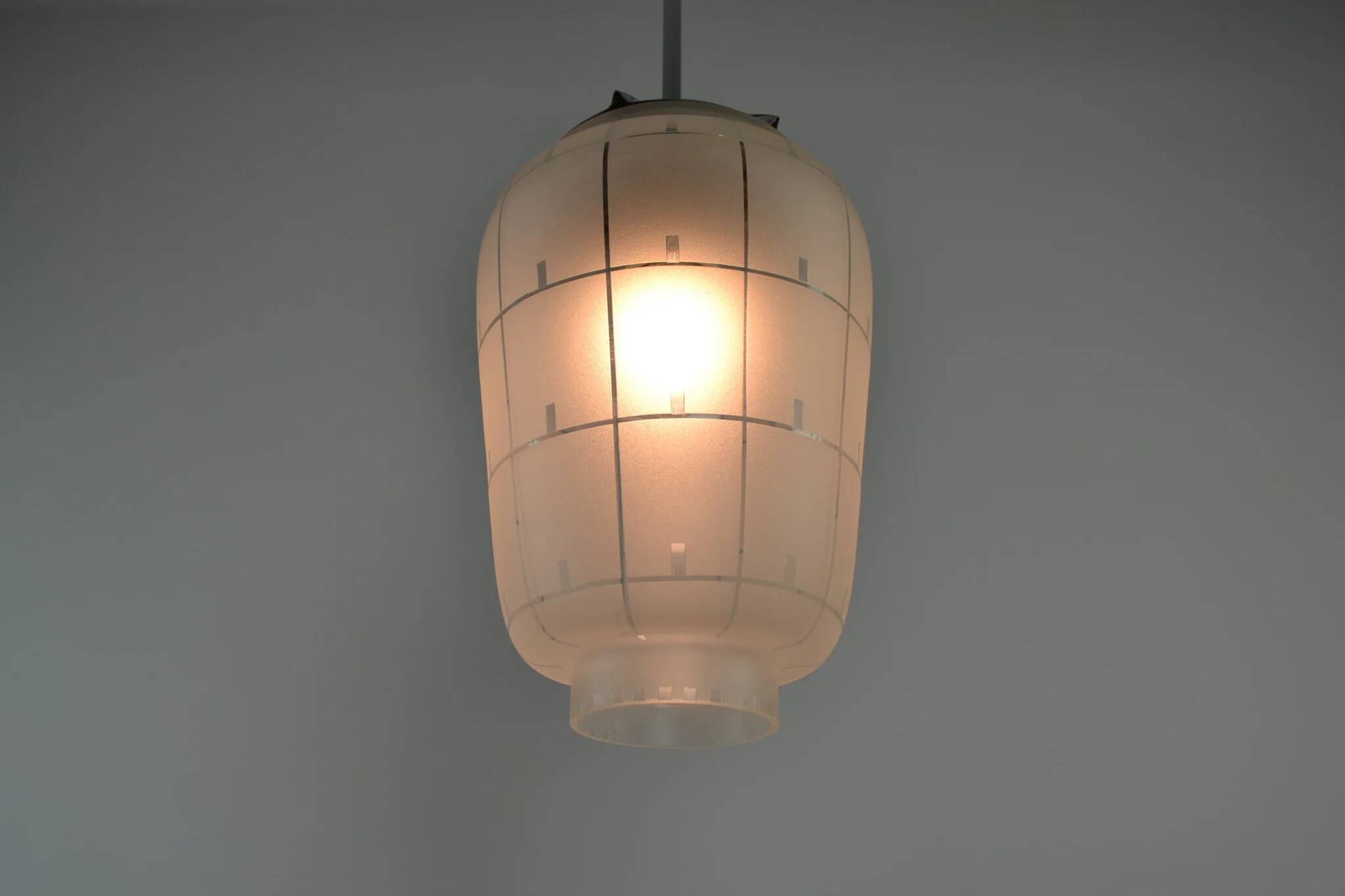 Modernist Pendant or Ceiling Lamp, Glass and Metal, 1930s/1940s, Sweden