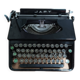 Japy portable typewriter, shiny black metal, 1950s