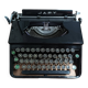 Japy portable typewriter, shiny black metal, 1950s