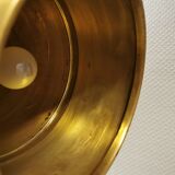 Old brass hanging lamp, which we believe is made from the drum of one of the very old coffee grinder