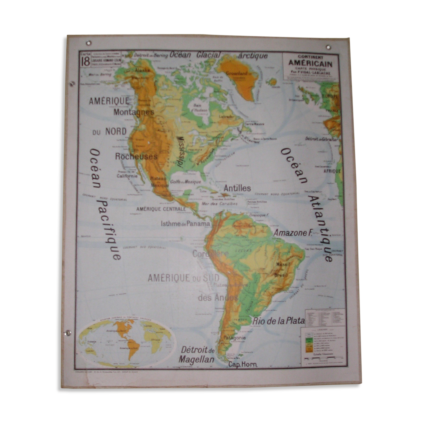 Vidal-Lablache n ° 18 'world' American school map at Armand Colin