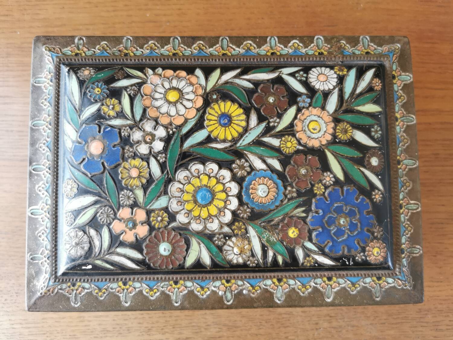 Vintage painted metal box