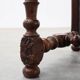 Louis XIII walnut stool with carved turned stretchers and upholstered seat