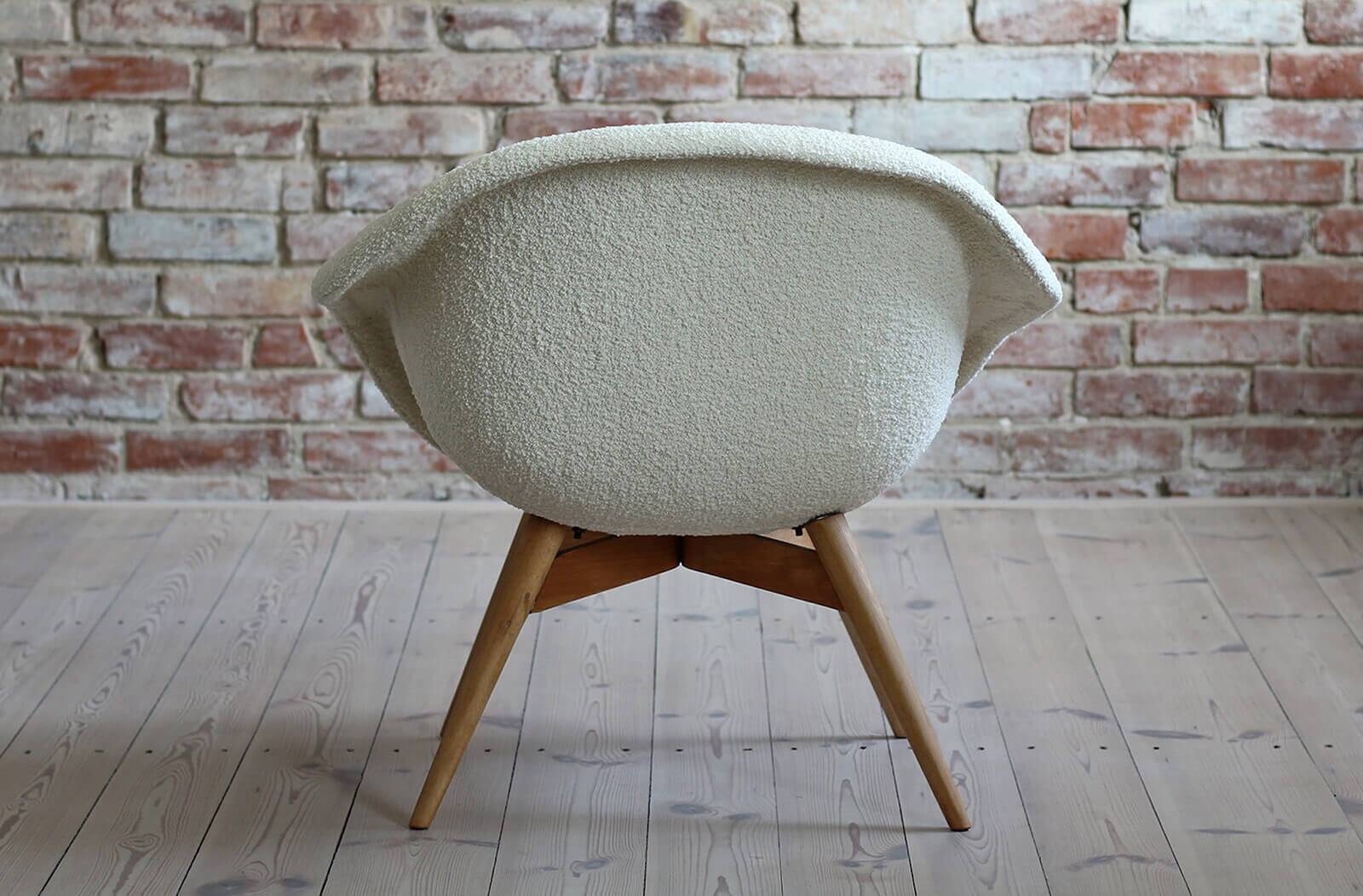 Mid Century Modern Lounge Chair, Czech Republic, 1950s, French Boucle Fabric