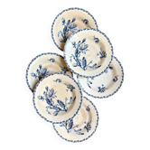 6 deep plates Gien in blue ironstone, "Cactus" service.