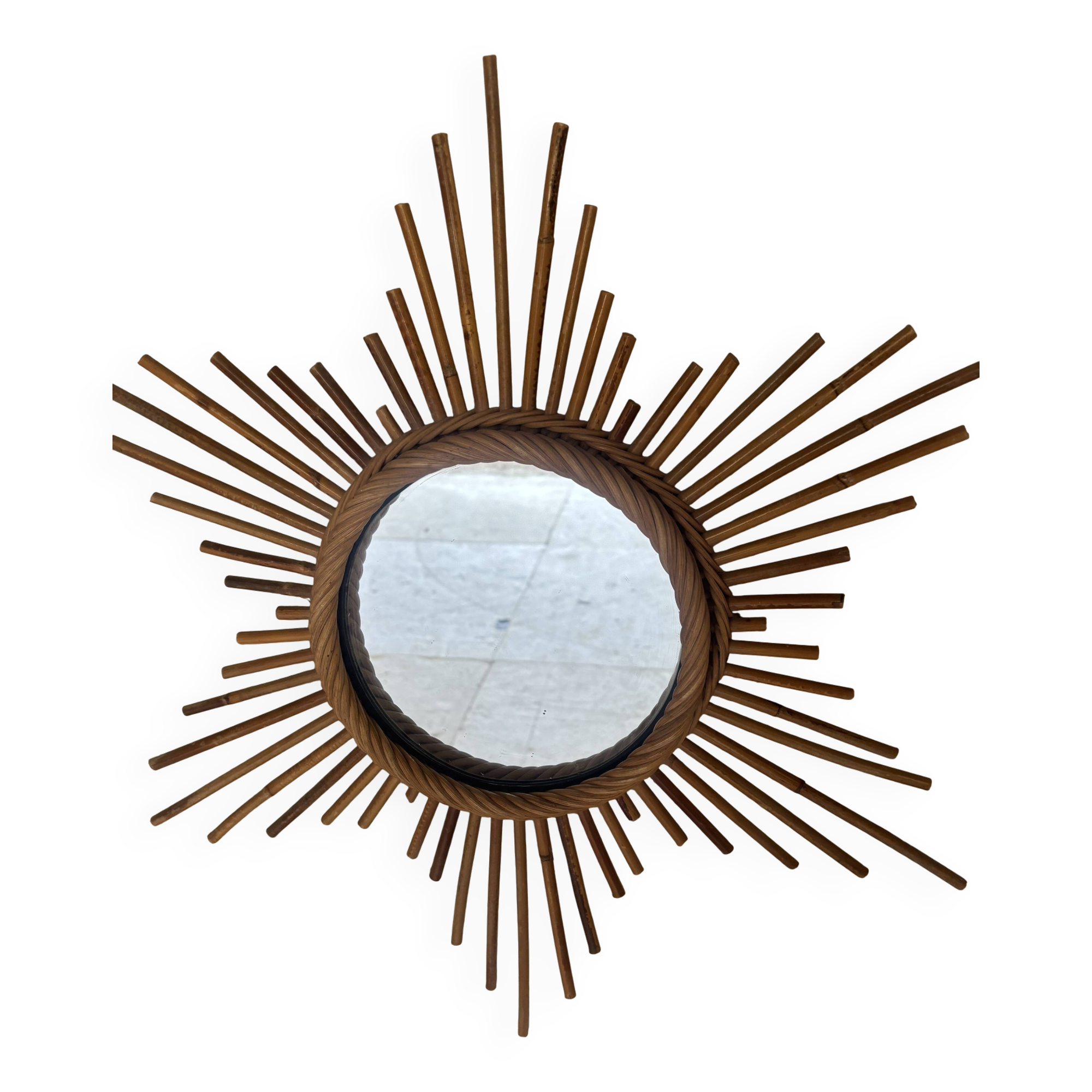 Rattan sun mirror – 1960s/70s