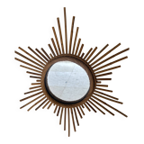 Miroir soleil en rotin – Années 60/70