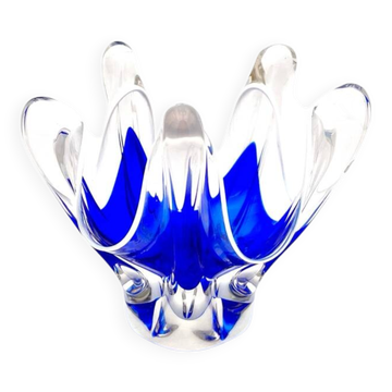 Cup Hospodka Chřibská Cristal Bohême Bleu Cobalt and Opaline Circa 60