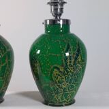 Pair of chrome glass table lamps Ikora WMF Art Deco Karl Wiedmann 1930