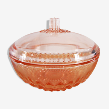 Pink glass candy dish