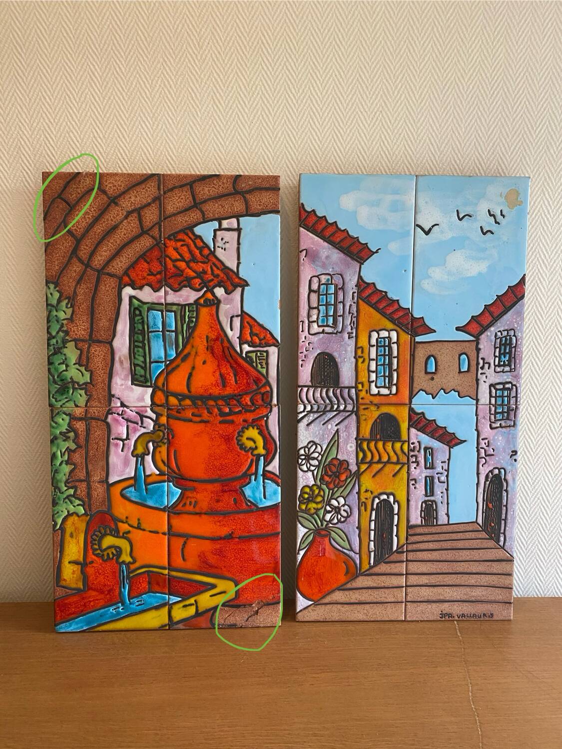 Glazed ceramic panels signed JPA Vallauris