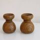 Pair of turned wooden candlesticks 1960